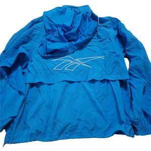 Reebok Mens Large Vintage Blue Windbreaker Zip Track Jacket Big Logo